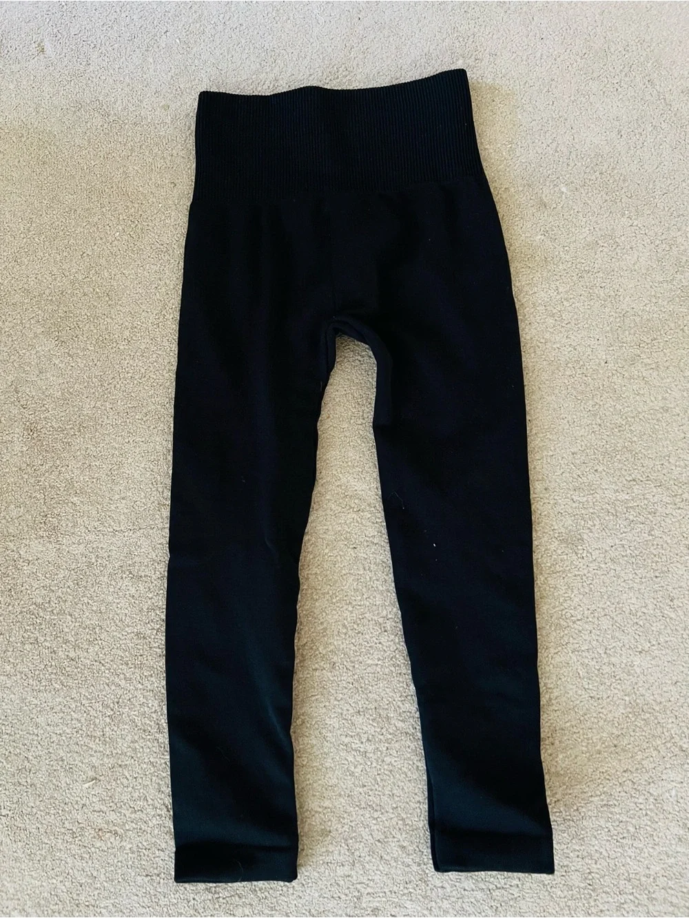 F&F Black High-Waist Ribbed Waist Leggings - Picture 3 of 3